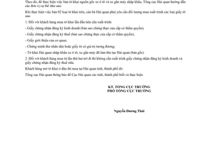 Công văn 62/TCHQ-KHTC bán tờ khai nguồn gốc