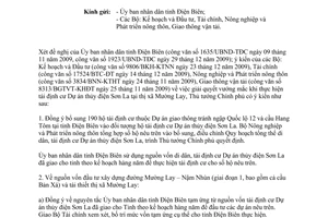 Công văn 34/TTg-KTN giải quyết vướng mắc thực hiện tái định cư Dự án thủy điện