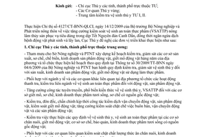Công văn 22/TY-KD thực hiện Chỉ thị 4127/CT-BNN-QLCL tăng cường kiểm soát vệ sinh an toàn thực phẩm nông lâm thủy sản phục vụ tiêu dùng trong dịp Tết