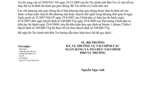 Công văn 281/BTC-TCNH thực hiện Quyết định 548/QĐ-TTg Thông tư 122/2009/TT-BTC