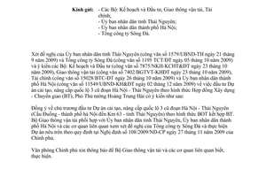 Công văn 119/VPCP-KTN đầu tư Dự án nâng cấp cải tạo quốc lộ 3 cũ đoạn Hà Nội