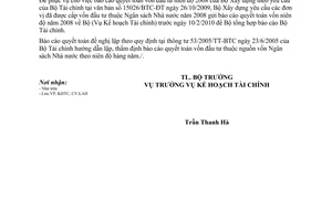 Công văn 04/BXD-KHTC báo cáo quyết toán vốn đầu tư niên độ 2008