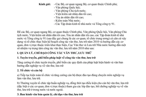 Công văn 17/VTLTNN-NVTW phương hướng nhiệm vụ công tác văn thư, lưu trữ năm 2010 các cơ quan, tổ chức trung ương