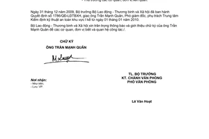 Công văn 127/LĐTBXH-VP giới thiệu chức danh và chữ ký