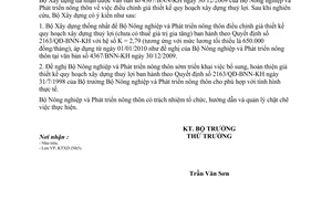 Công văn 66/BXD-KTXD điều chỉnh giá thiết kế quy hoạch xây dựng thuỷ lợi