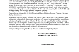 Công văn 163/TCHQ-GSQL  hoạt động bảo hành, sửa chữa sản phẩm doanh nghiệp có vốn đầu tư nước ngoài