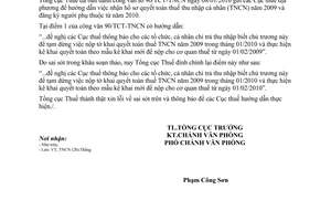 Công văn 134/TCT-VP đính chính Công văn 90/TCT-TNCN hướng dẫn nhận hồ sơ quyết toán thuế thu nhập cá nhân năm 2009  đăng ký người phụ thuộc