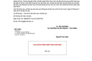 Công văn 270/BGDĐT-KHTC  báo cáo thống kê số liệu học sinh phổ thông bỏ học học kỳ I năm học 2009-2010