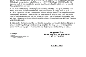 Công văn 28/BXD-KHCN hướng dẫn Thông tư 11/2009/TT-BXD liên quan đến kính hộp
