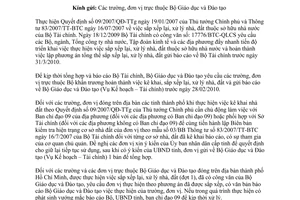 Công văn 358/BGDĐT-KHTC báo cáo tình hình sắp xếp sử dụng nhà, đất