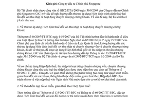 Công văn 1072/BTC-TCT  thủ tục áp dụng Hiệp định thuế thu nhập từ hoạt động chuyển nhượng chứng khoán