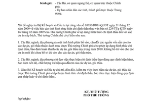 Công văn 157/TTg-KTN  tình hình thực hiện chỉ định thầu theo văn bản 229/TTg-KTN