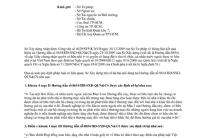 Công văn 590/SXD-QLN&CS nêu rõ lại 02 nội dung tại Hướng dẫn 8654/HD-SXD-QLN&CS