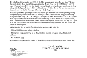 Công văn 412/BGDĐT-GDĐT báo cáo kết quả chuẩn bị tăng cường Tiếng Việt cho học sinh dân tộc thiểu số