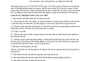 Công văn 437/BGDĐT-VP phương hướng, nhiệm vụ công tác lưu trữ năm 2010