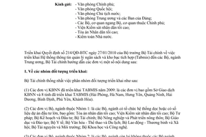 Công văn 1287/BTC-THTK tổ chức nhập dự án ngân sách trung ương năm 2010 trên hệ thống TABMIS