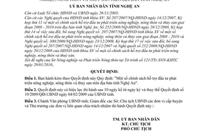 Quyết định 10/2010/QĐ-UBND chính sách hỗ trợ đầu tư phát triển nông nghiệp, nông thôn thủy sản trên địa bàn tỉnh Nghệ An