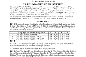 Quyết định 283/QĐ-UBND bổ sung chuẩn công nghệ ngành chế biến