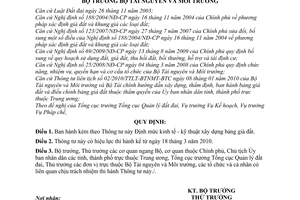 Thông tư 03/2010/TT-BTNMT Định mức kinh tế - kỹ thuật xây dựng bảng giá đất