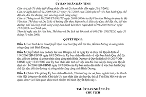 Quyết định 05/2010/QĐ-UBND Quy chế đặt tên, đổi tên đường  công trình công cộng tỉnh Bình Dương