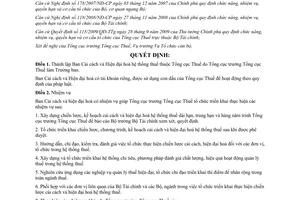 Quyết định 246/QĐ-BTC năm 2010 lập Ban Cải cách hiện đại hoá thuộc tổng cục thuế