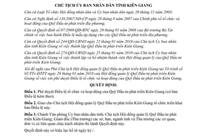 Quyết định số 363/QĐ-UBND năm 2010 Điều lệ Quỹ Đầu tư phát triển Kiên Giang