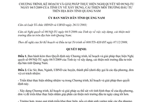 Quyết định 553/QĐ-UBND năm 2010 cải thiện môi trường đầu tư Quảng Nam