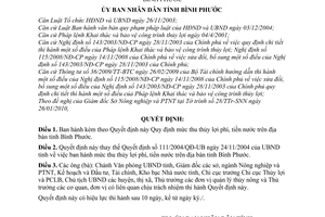 Quyết định 08/2010/QĐ-UBND  mức thu thủy lợi phí, tiền nước trên địa bàn tỉnh Bình Phước