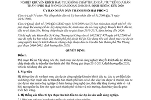 Quyết định 221/QĐ-UBND năm 2010 phê duyệt Đề án Xây dựng tiêu chí danh mục dự án