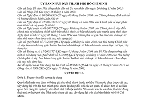 Quyết định 09/2010/QĐ-UBND bảng giá cho thuê nhà ở sở hữu nhà nước chưa được cải tạo, xây dựng lại