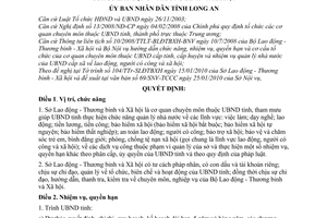 Quyết định 05/2010/QĐ-UBND chức năng, nhiệm vụ, quyền hạn cơ cấu tổ chức Sở Lao động - Thương binh Xã hội