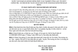 Quyết định 10/2010/QĐ-UBND phân cấp quản lý tài sản nhà nước tại cơ quan hành chính, đơn vị sự nghiệp công lập,