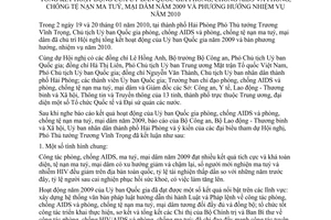 Thông báo 35/TB-VPCP ý kiến kết luận của Phó Thủ tướng Trương Vĩnh Trọng tổng kết hoạt động Ủy ban Quốc gia phòng, chống AIDS  tệ nạn ma tuý, mại dâm