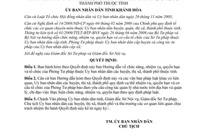 Quyết định 398/QĐ-UBND 2010 chức năng nhiệm vụ quyền hạn tổ chức của Phòng Tư pháp Khánh Hoà