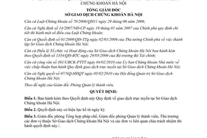 Quyết định 70/QĐ-SGDHN 2010 giao dịch trực tuyến tại Sở Giao dịch Chứng khoán Hà Nội