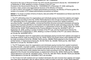 Circular No. 20/2010/TT-BTC of February 05, 2010, revising a number of administrative procedures related to personal income tax