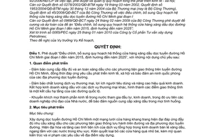 Quyết định 0794/QĐ-BCT  phê duyệt “Điều chỉnh quy hoạch hệ thống cửa hàng xăng dầu dọc tuyến đường Hồ Chí Minh giai đoạn I đến năm 2015