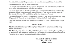 Quyết định 215/2010/QĐ-UBND ban hành Quy chế quản lý sử dụng chung cột điện Phú Yên