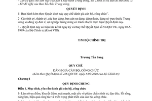 Quyết định 286-QĐ/TW  Quy chế đánh giá cán bộ công chức