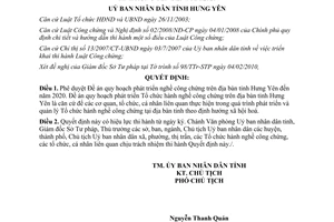 Quyết định 419/QĐ-UBND năm 2010 phát triển nghề công chứng Hưng Yên đến 2020