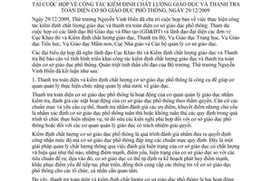Thông báo 80/TB-VP kết luậnThứ trưởng Bộ Giáo dục và Đào tạo Nguyễn Vinh Hiển công tác kiểm định chất lượng giáo dục và thanh