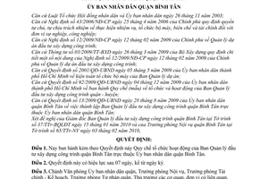 Quyết định 02/2010/QĐ-UBND  Quy chế tổ chức hoạt động  Ban Quản lý đầu tư xây dựng công trình quận Bình Tân