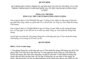 Quyết định số 225/QĐ-TĐC 2010 Văn phòng Thông báo hỏi đáp quốc gia Tiêu chuẩn Đo lường Chất lượng