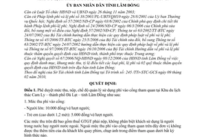 Quyết định 08/2010/QĐ-UBND  mức thu, nộp, chế độ quản lý sử dụng phí vào cổng tham quan tại Khu du lịch thác Cam Ly,