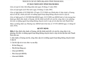 Quyết định 619/2010/QĐ-UBND chức danh chế độ cán bộ không chuyên trách Thanh Hóa