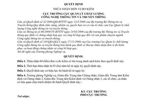 Quyết định 46/QĐ-QLCL Thừa nhận đơn vị đo kiểm