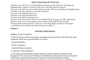 Circular No. 04/2010/TT-NHNN, roviding for the merger