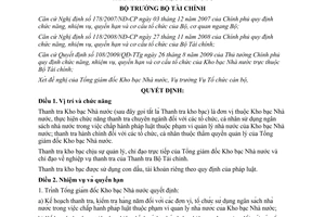Quyết định 358/QĐ-BTC 2010 nhiệm vụ quyền hạn cơ cấu tổ chức Thanh tra Kho bạc Nhà nước