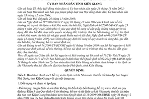 Quyết định 03/2010/QĐ-UBND chính sách hỗ trợ tái định cư khi Nhà nước thu hồi đất trên địa bàn huyện Phú Quốc, tỉnh Kiên Giang