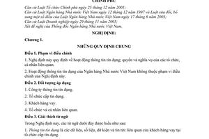 Nghị định 10/2010/NĐ-CP hoạt động thông tin tín dụng